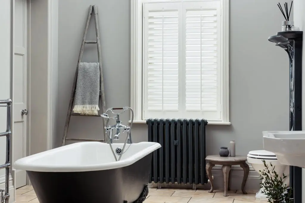 white waterproof bathroom window shutters