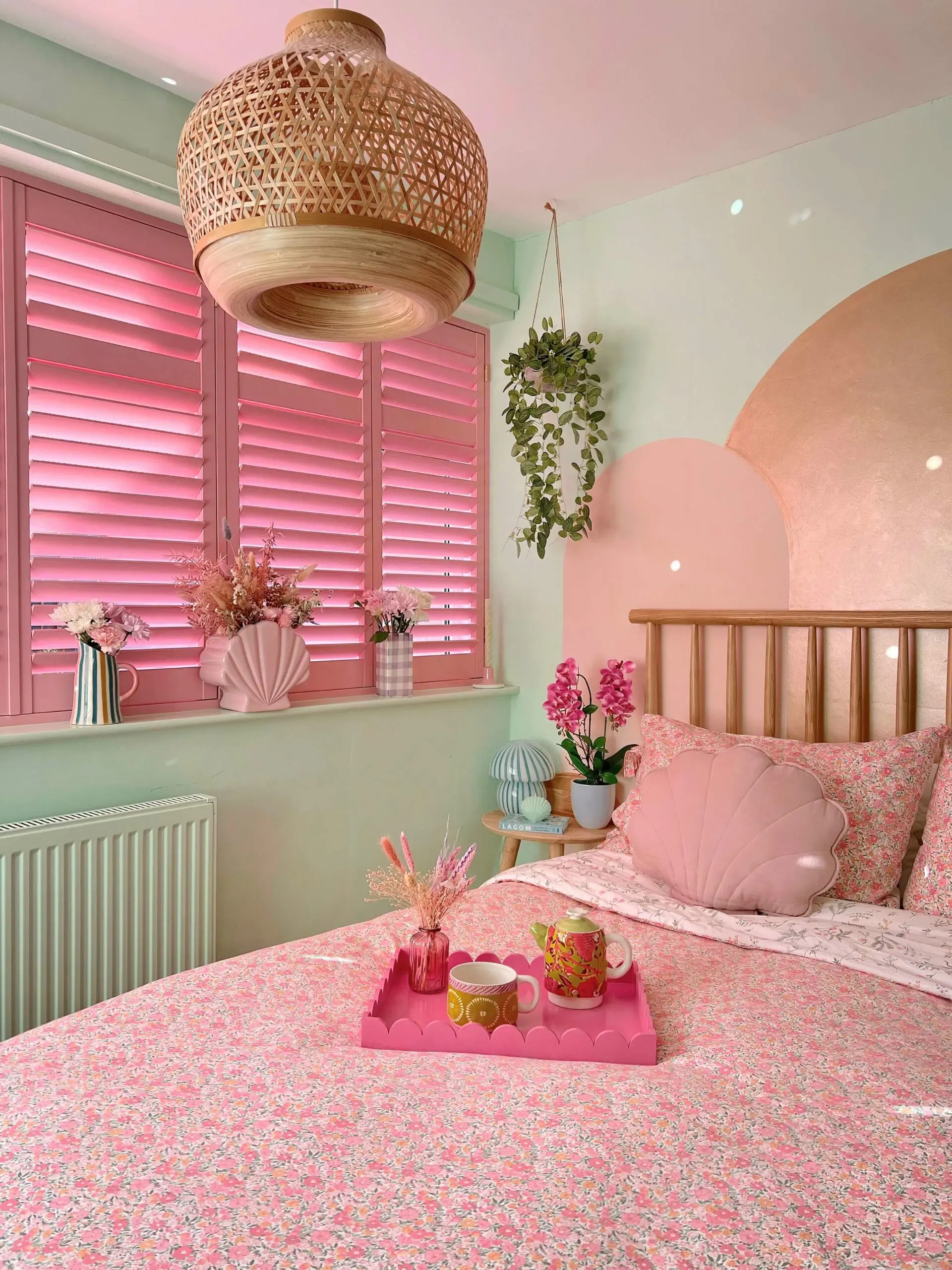 Pink bedroom shutters