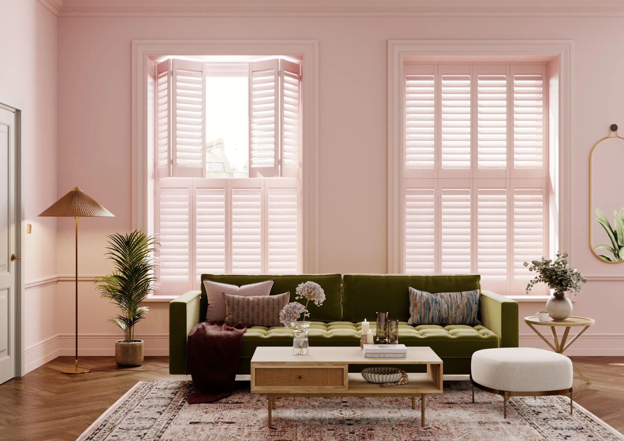 pink hardwood shutters