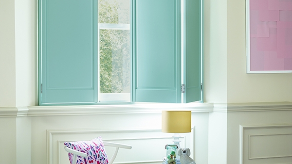 Blue solid bedroom shutters