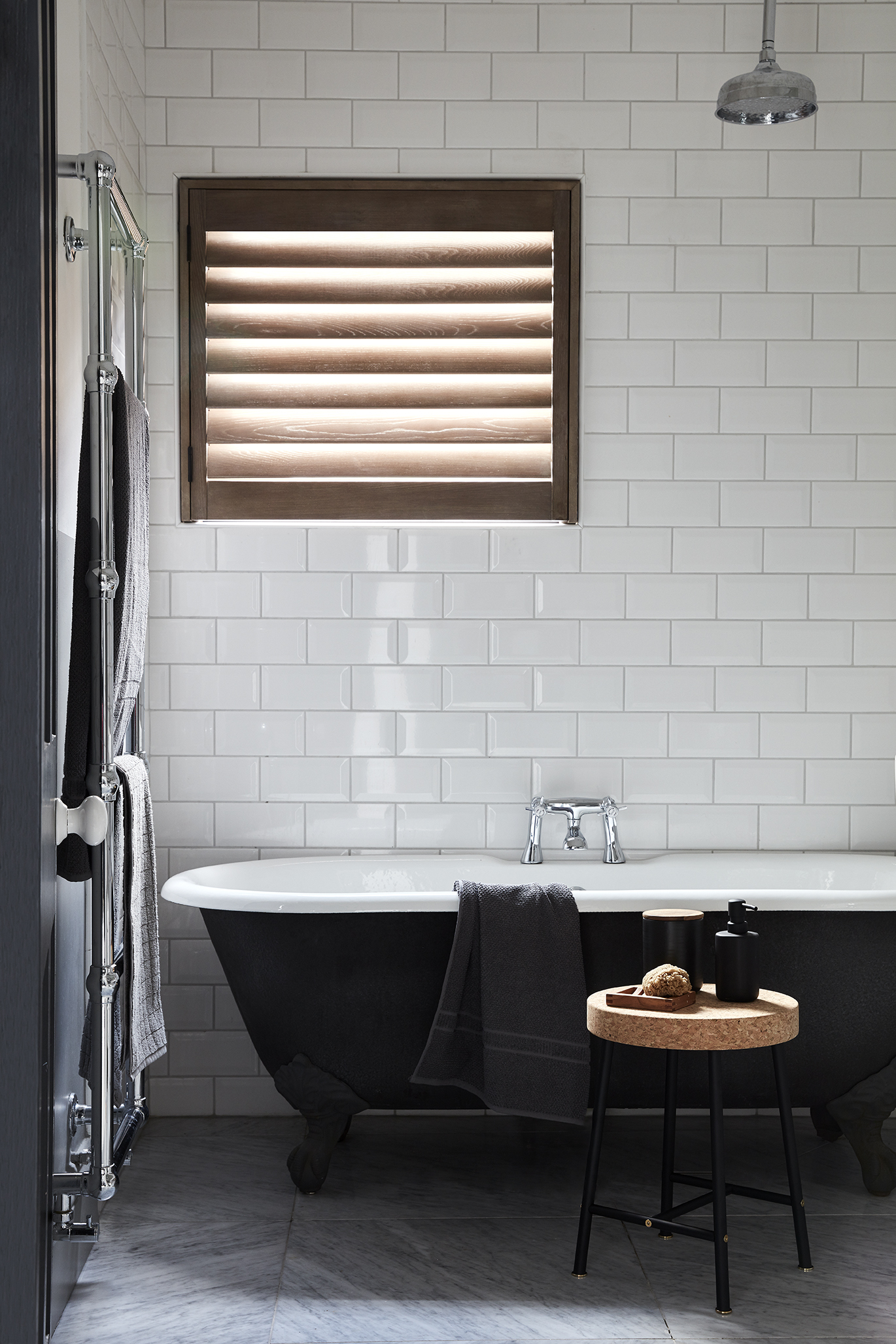 cork bathroom shutters by Shutterly Fabulous