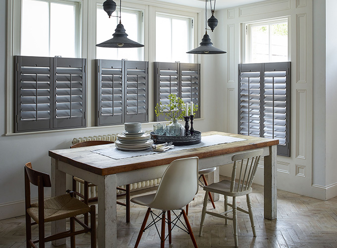 Cafe style shutters in a kitchen
