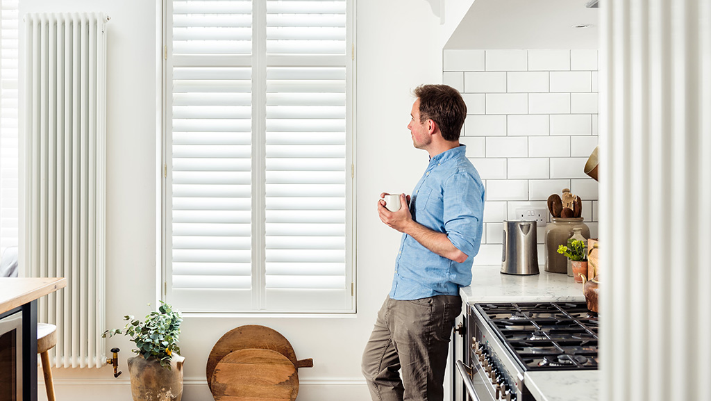 White kitchen shutters