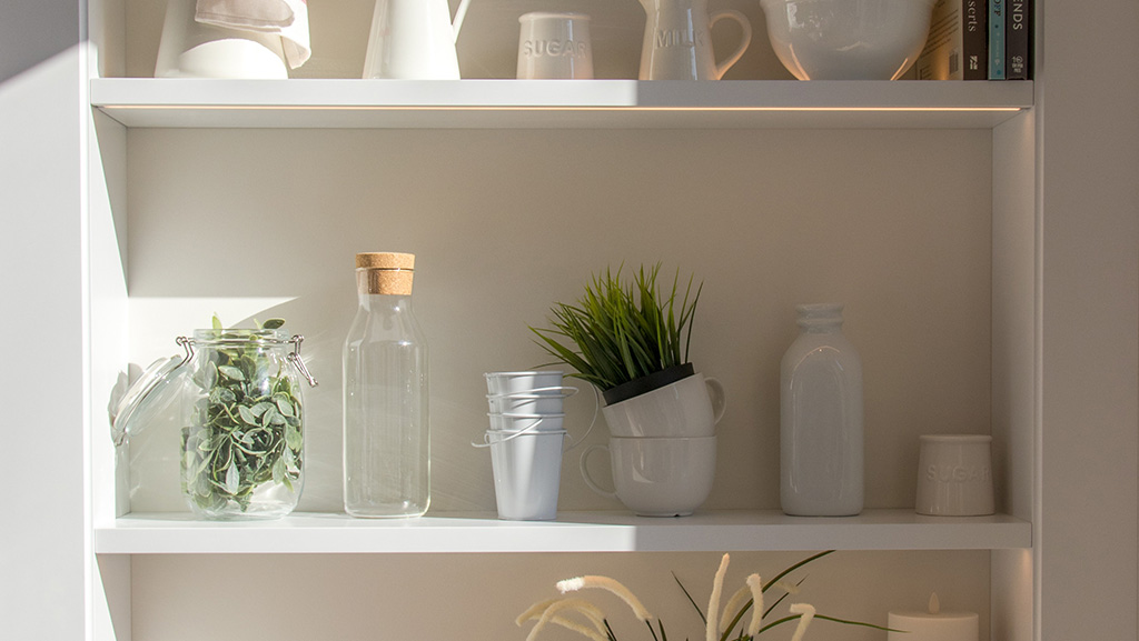 Kitchen storage shelves