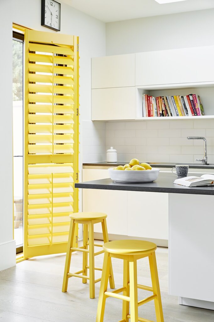 Yellow door shutters in the kitchen