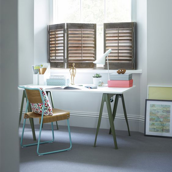 Custom cafe style shutters in office by Shutterly Fabulous