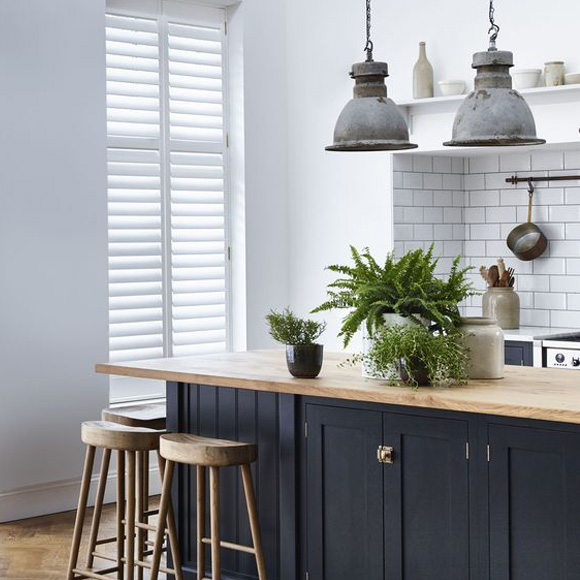 Full height shutters in kitchen by Shutterly Fabulous