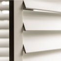 close up of white shutter slats close up of white shutter slats