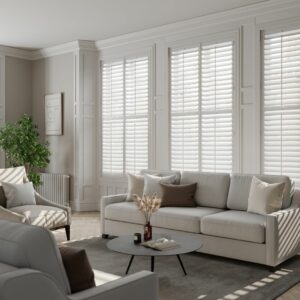 Full height living room shutters