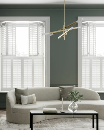 White café style shutters in living room