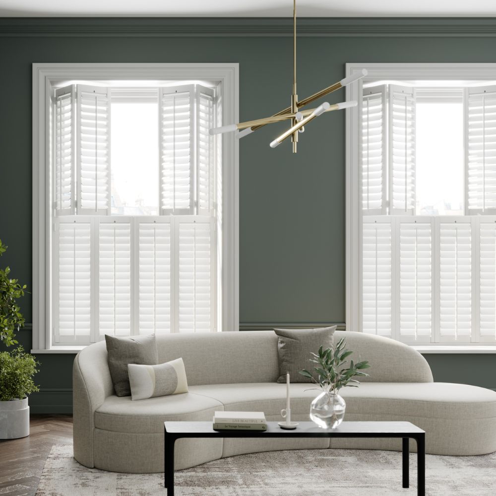 White café style shutters in living room