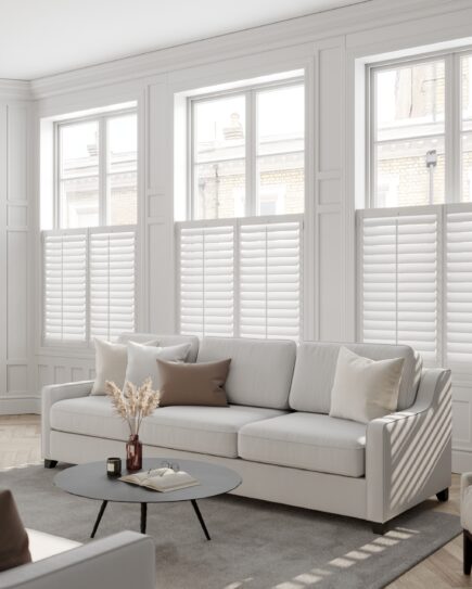 cafe style living room shutters