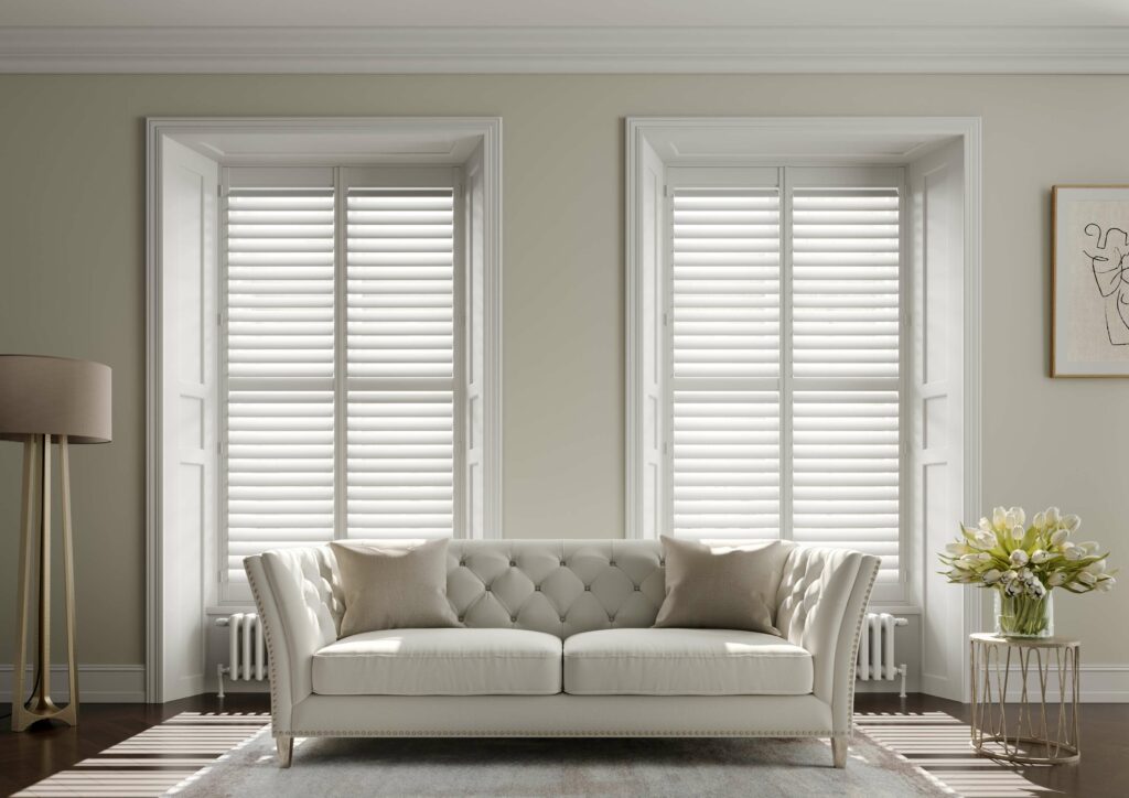 Window shutters in living room