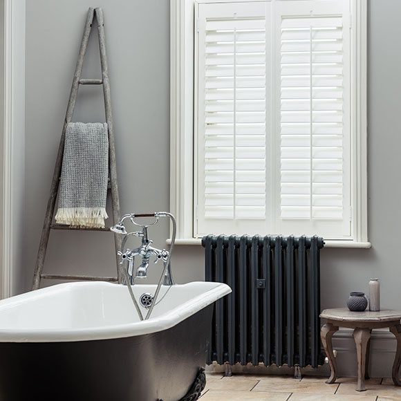 Bathroom plantation shutters