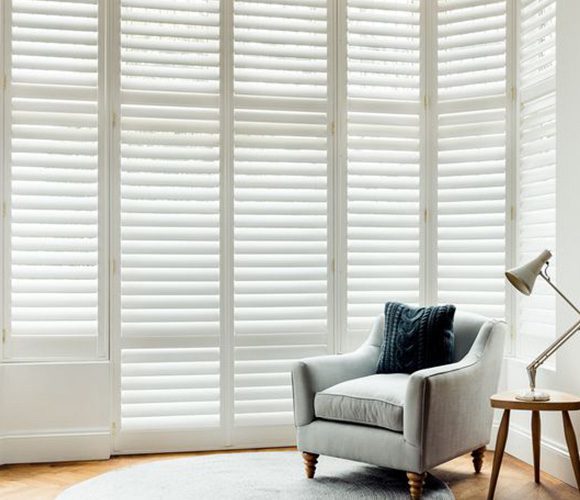 Silk White Full Height Shutters with a thin mid rail