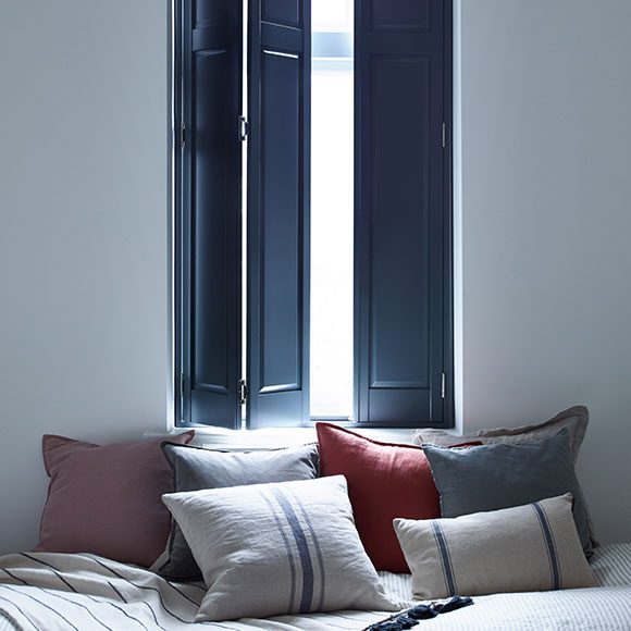 Dark blue wooden shutters for the bedroom