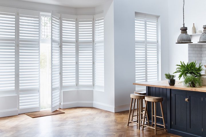 Full Height White shutters with mid rail