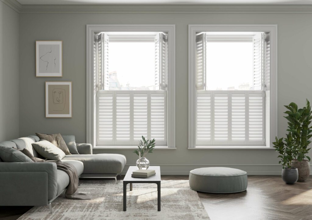 Window shutters in living room