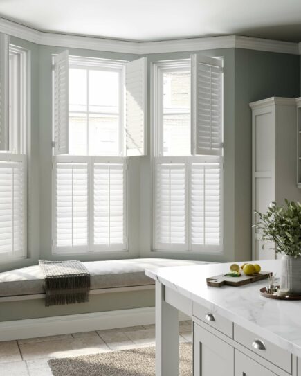 Bay window with shutters in kitchen