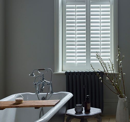 waterproof white vinyl shutters for the bathroom