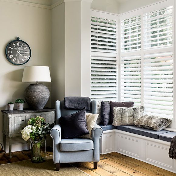 Interior bay window shutters