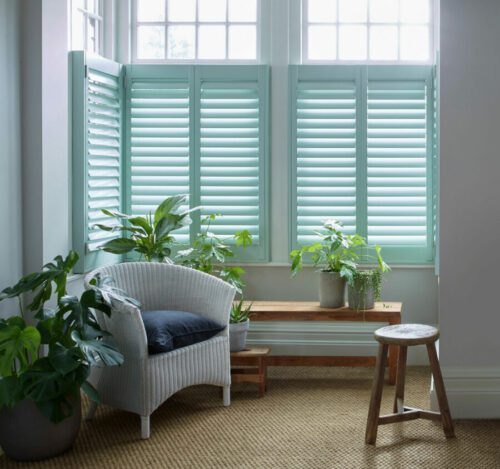 half window shutters in blue