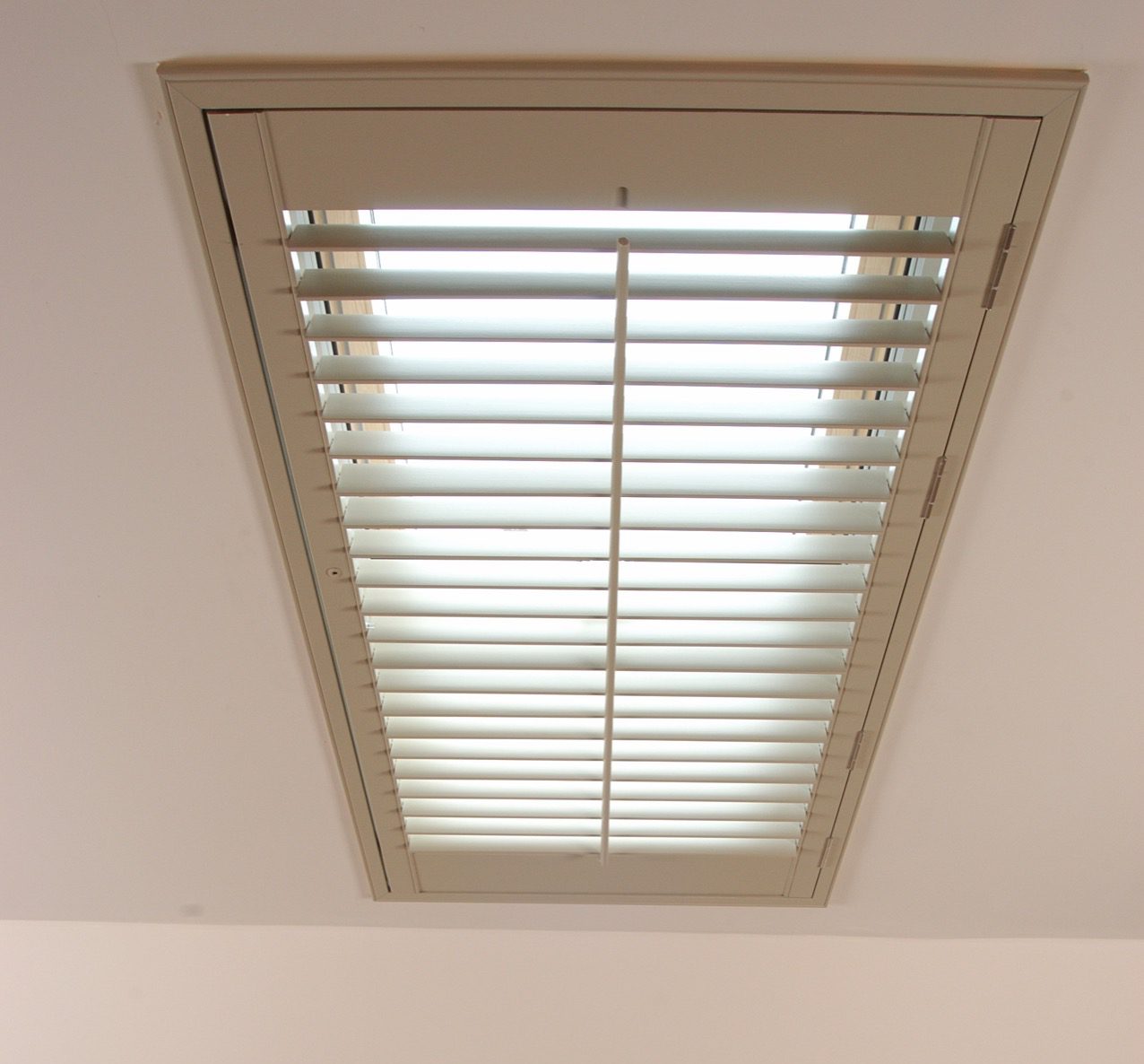 Close up of velux window shutters