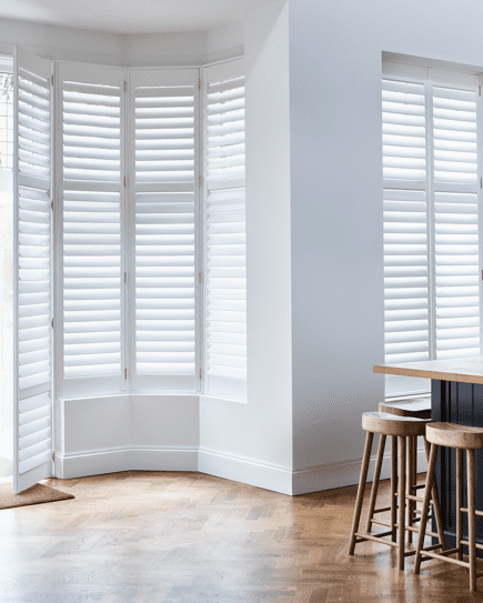 Fresh white kitchen shutters, to show our range of colours and finishes