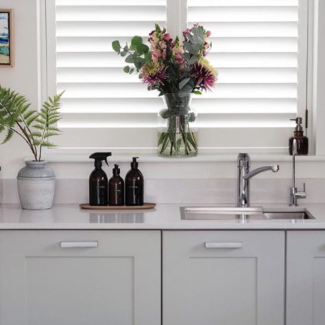 windowsill kitchen with a vase