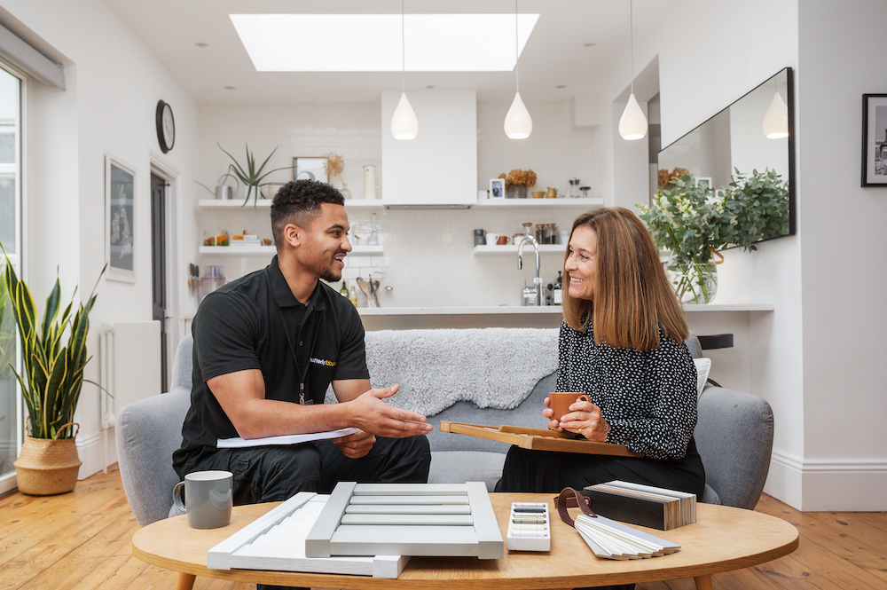 Shutter consultant talking with customer