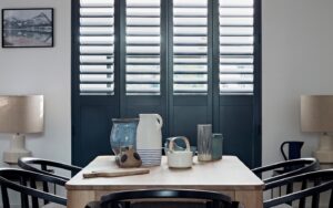 custom blue kitchen shutters